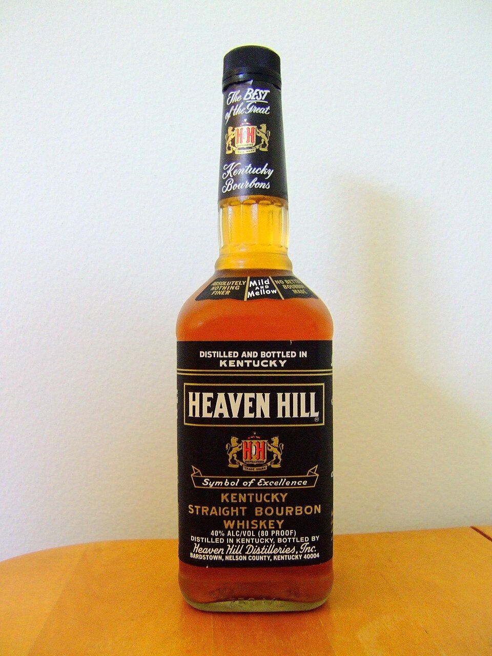 A bottle of Heaven Hill bourbon
