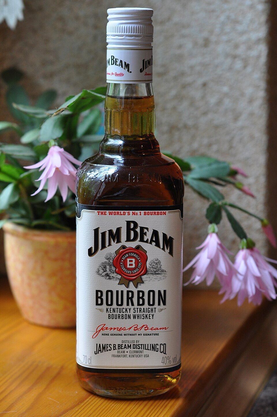 A bottle of Jim Beam bourbon