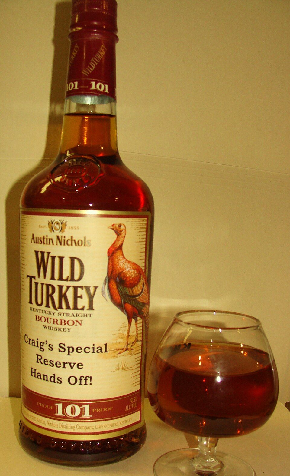 A bottle of Wild Turkey 101 bourbon