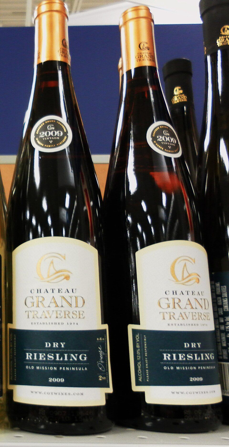 Bottles of Chateau Grand Traverse Dry Riesling